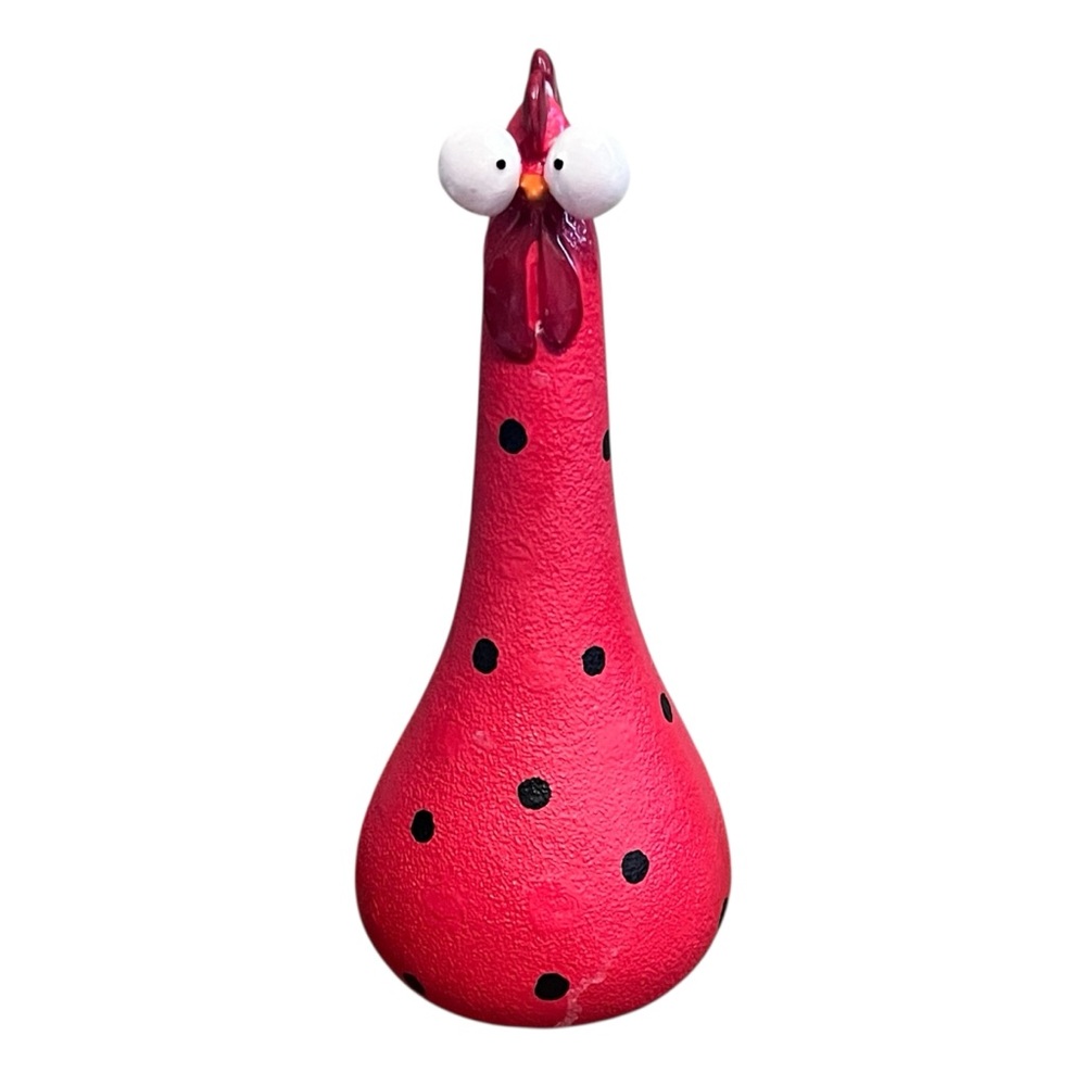 NWOT • Red Polka Dot Chicken Figurine